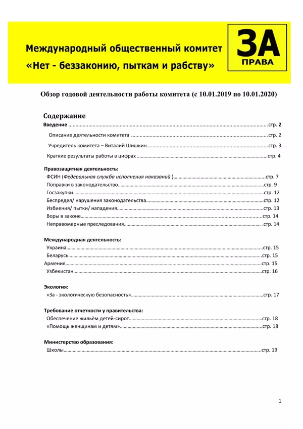 Годовой отчёт 11.01.2019 - 11.01.2020